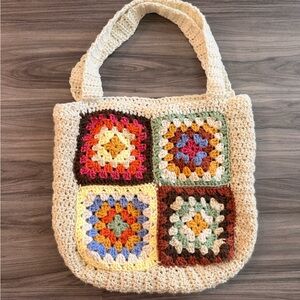 Handmade Crochet Granny Square Tote Bag